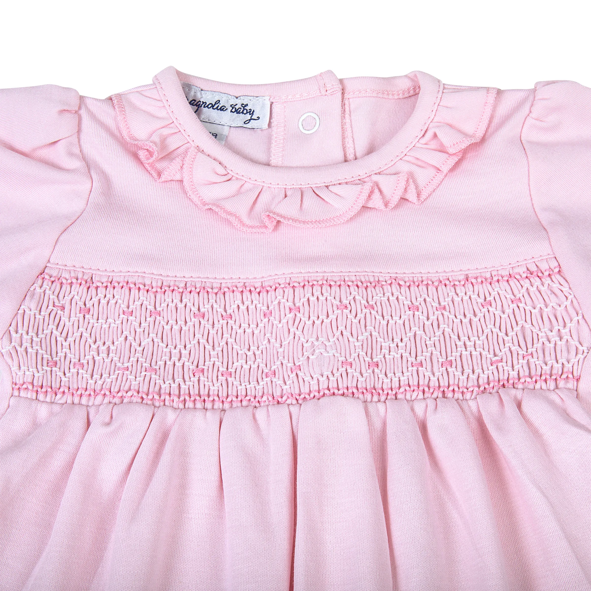 Pink Smocked Girl Footie