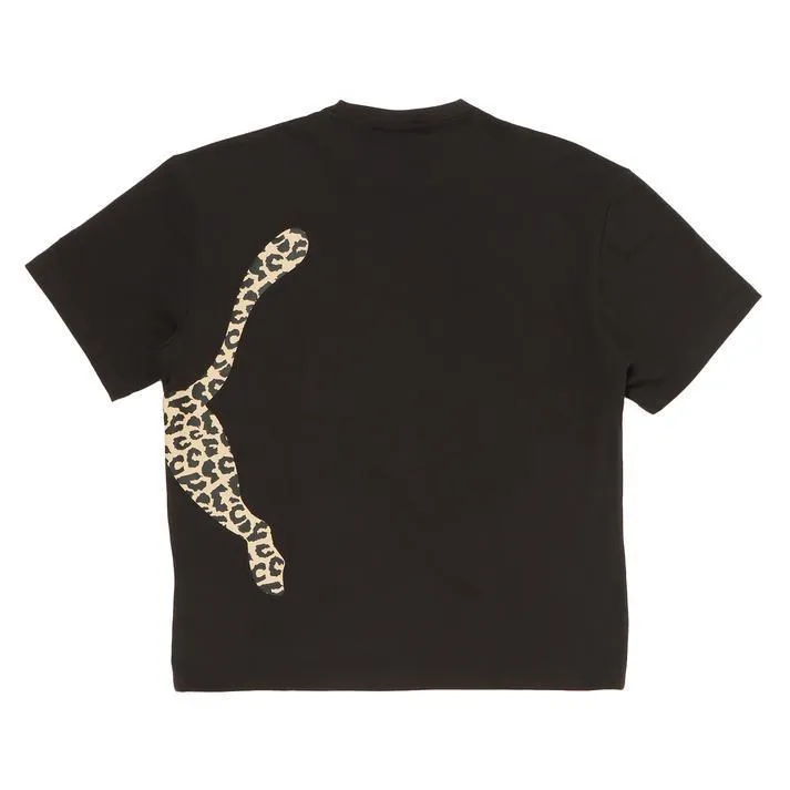 PUMA  |Leopard Patterns Unisex U-Neck Bi-color Short Sleeves