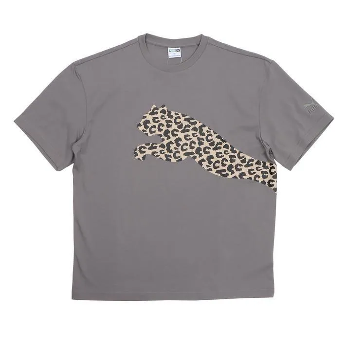 PUMA  |Leopard Patterns Unisex U-Neck Bi-color Short Sleeves