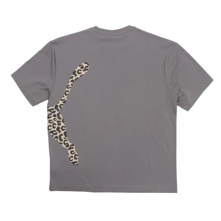 PUMA  |Leopard Patterns Unisex U-Neck Bi-color Short Sleeves