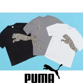 PUMA  |Leopard Patterns Unisex U-Neck Bi-color Short Sleeves