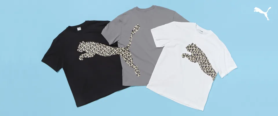 PUMA  |Leopard Patterns Unisex U-Neck Bi-color Short Sleeves