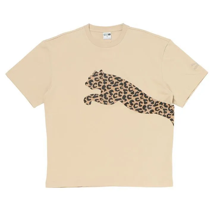 PUMA  |Leopard Patterns Unisex U-Neck Bi-color Short Sleeves