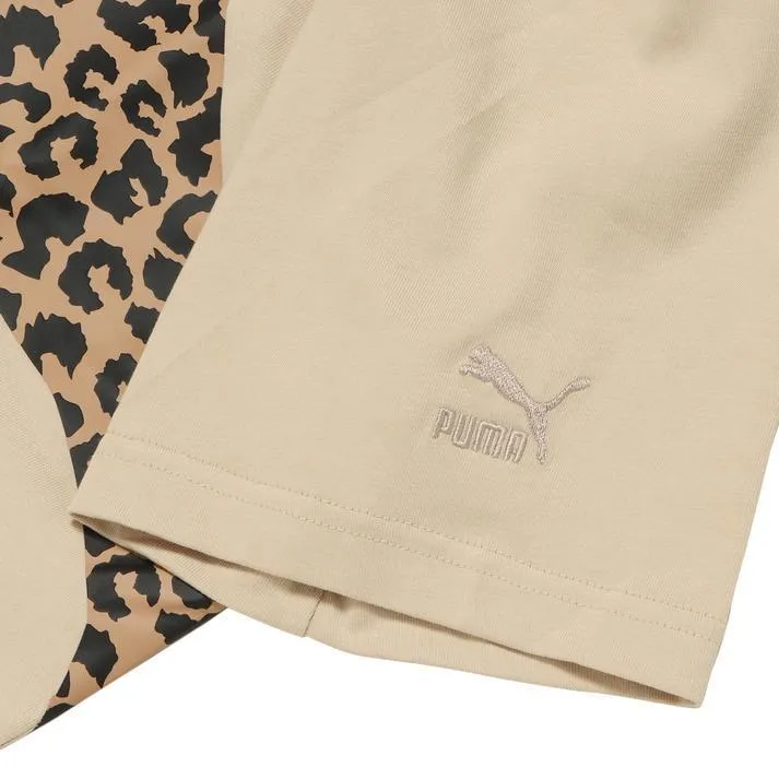 PUMA  |Leopard Patterns Unisex U-Neck Bi-color Short Sleeves