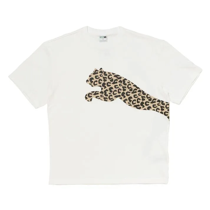 PUMA  |Leopard Patterns Unisex U-Neck Bi-color Short Sleeves