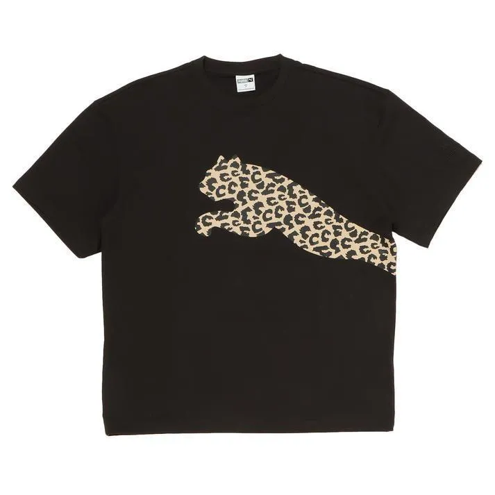 PUMA  |Leopard Patterns Unisex U-Neck Bi-color Short Sleeves