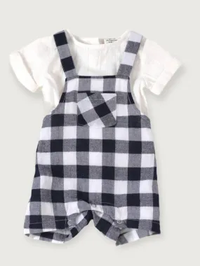 Raphael Checker Gingham Romper + Shirt Set (Organic Cotton)