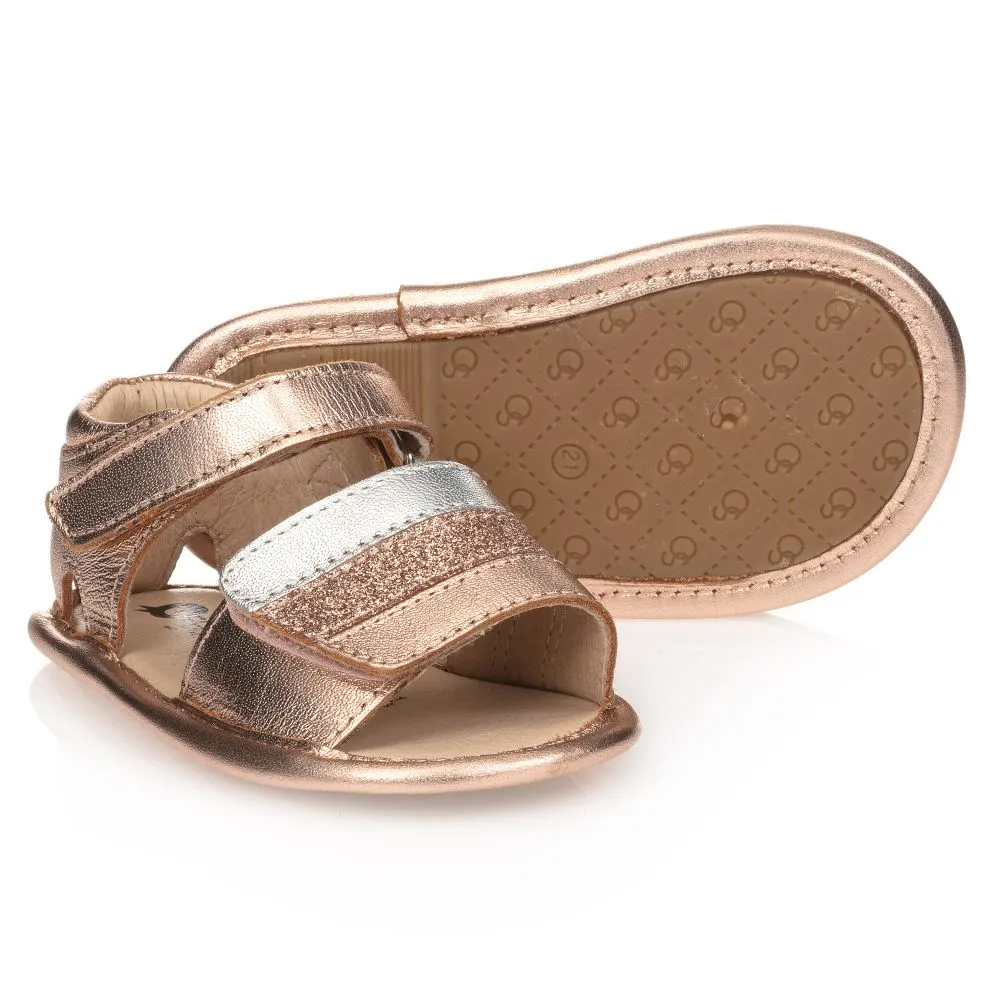 Rose Gold Leather Baby Sandals