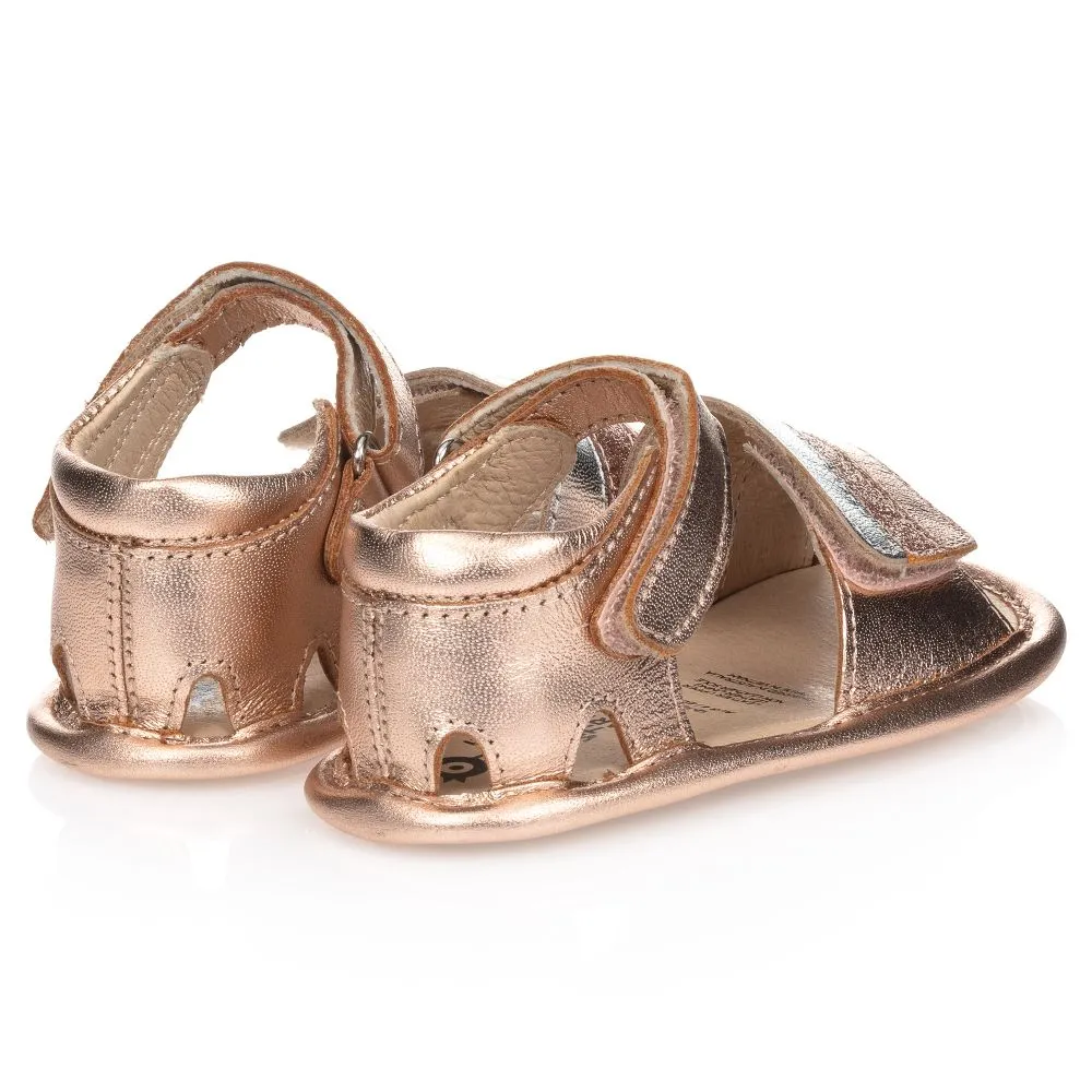 Rose Gold Leather Baby Sandals