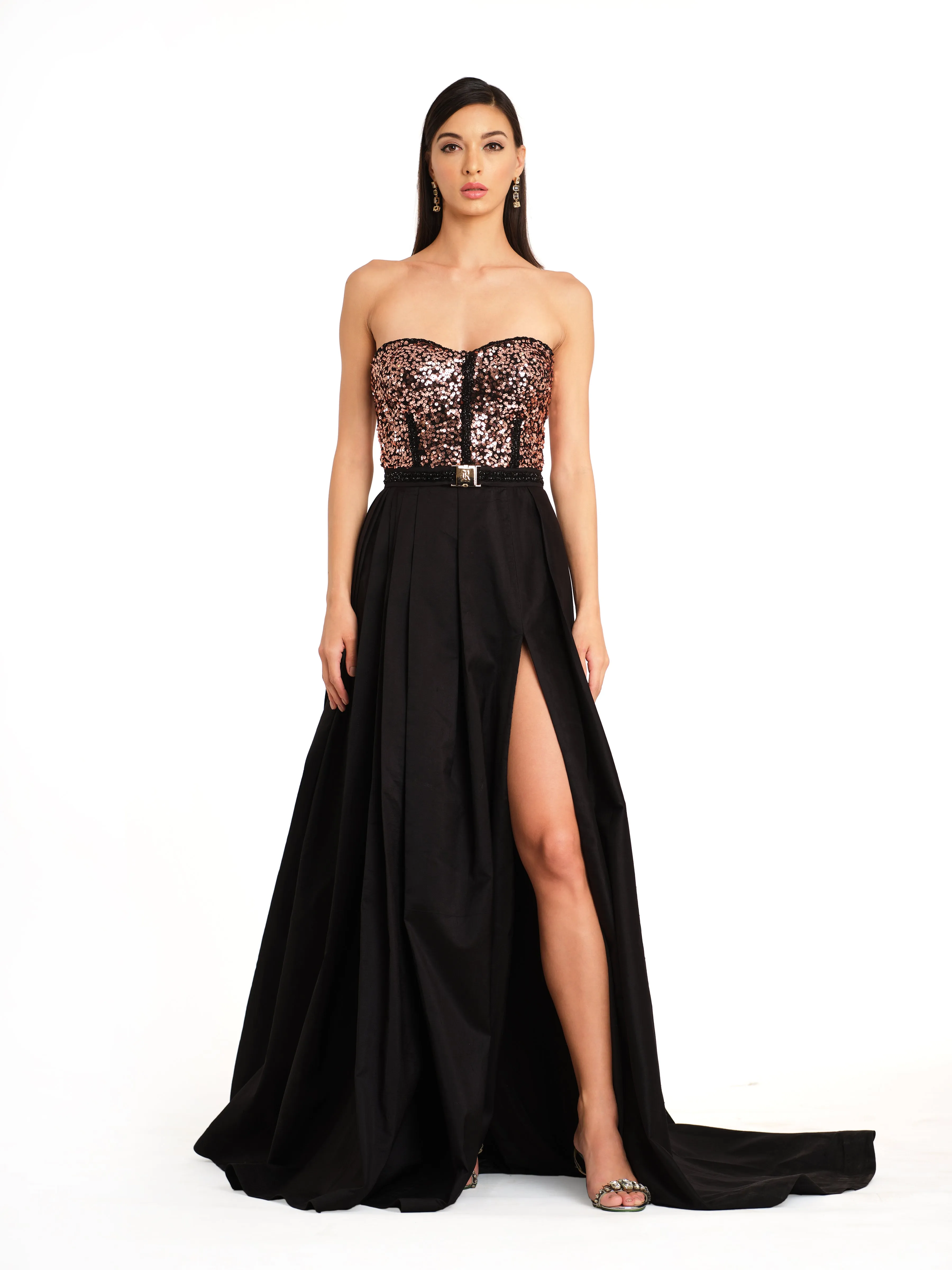 Sequin Pleated Gown