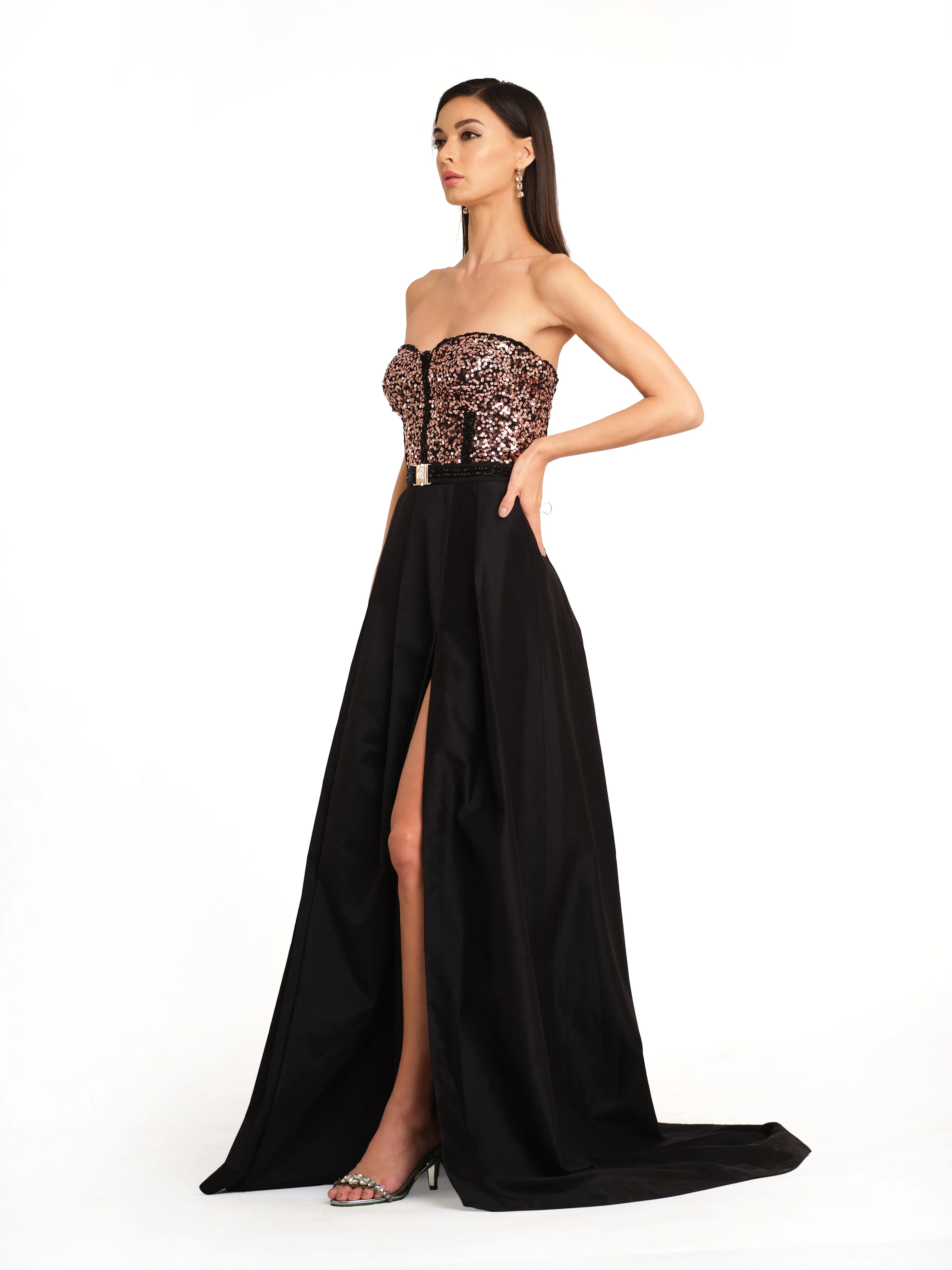 Sequin Pleated Gown