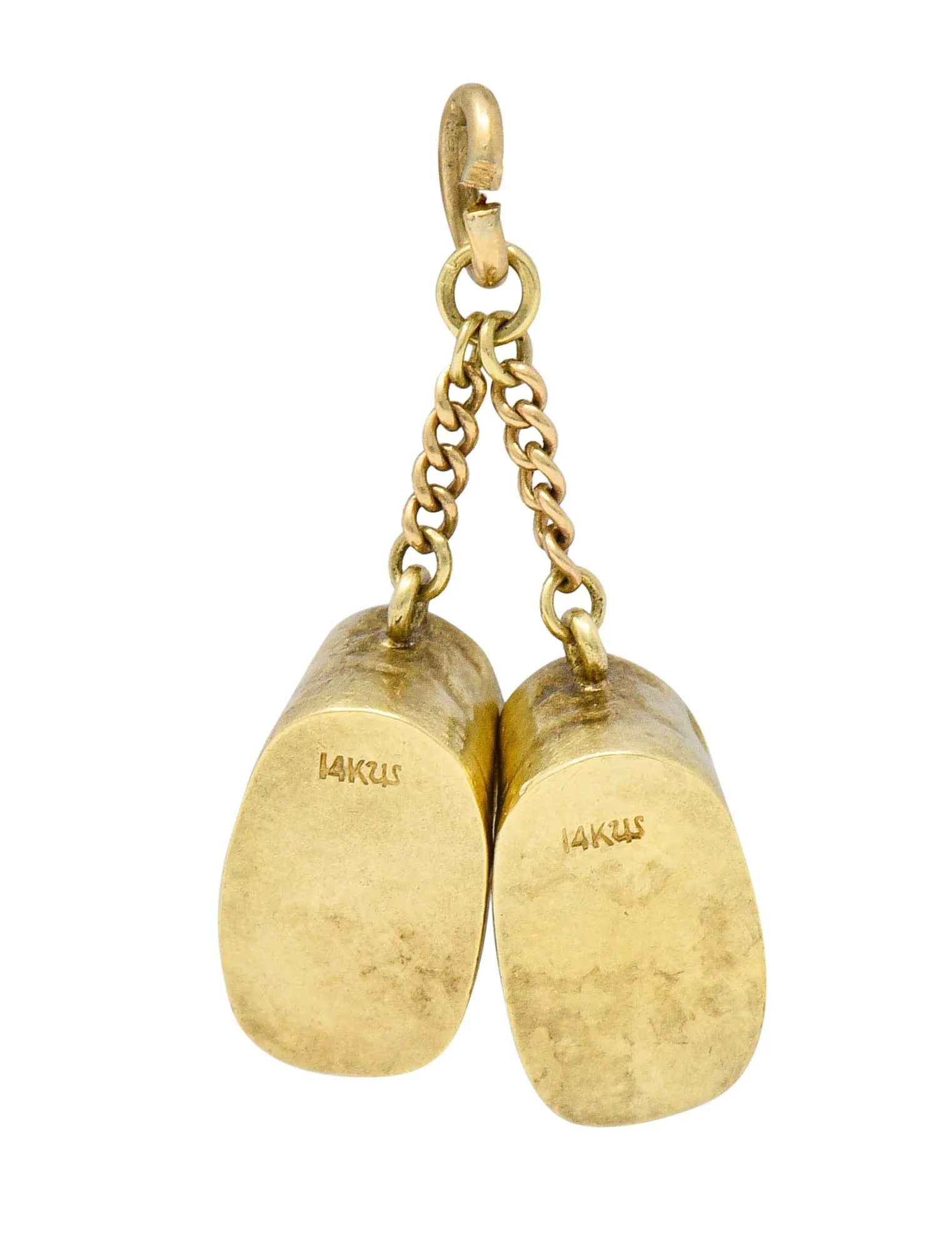 Sloan & Co. Retro 14 Karat Gold Baby Shoe Charm Circa 1940