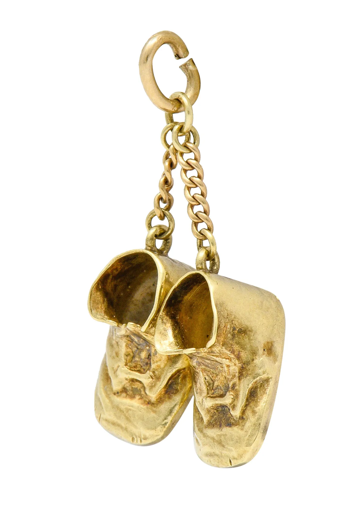 Sloan & Co. Retro 14 Karat Gold Baby Shoe Charm Circa 1940