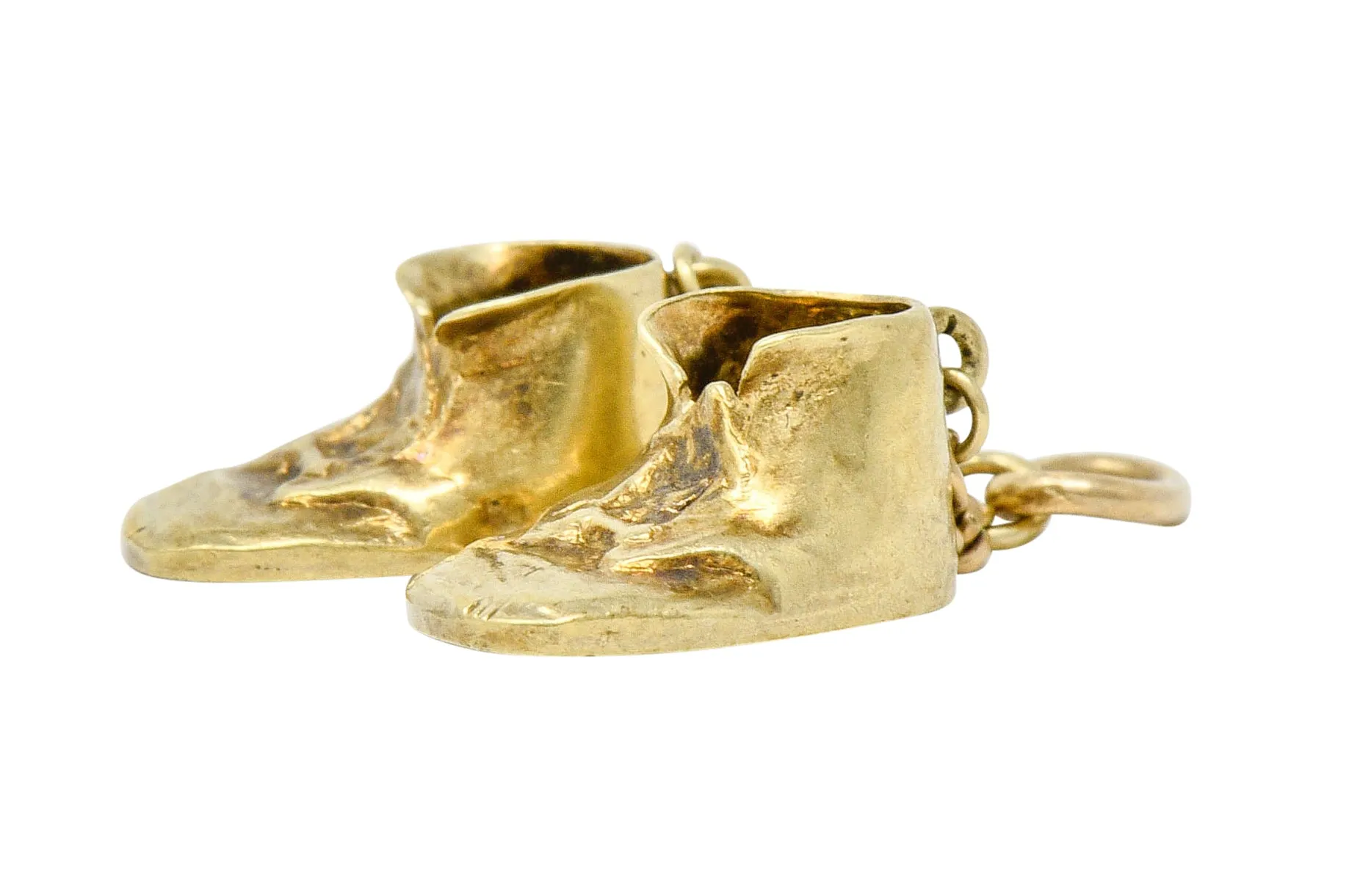 Sloan & Co. Retro 14 Karat Gold Baby Shoe Charm Circa 1940