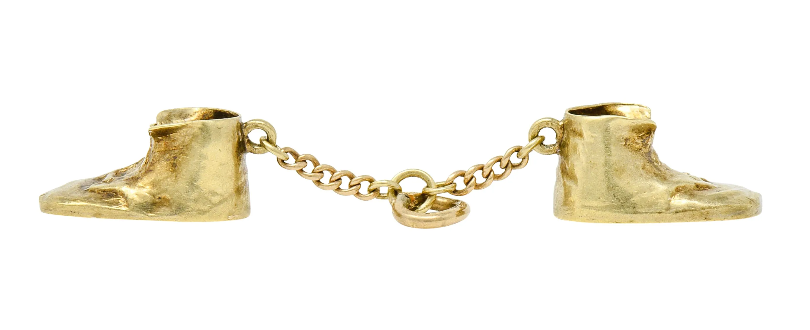 Sloan & Co. Retro 14 Karat Gold Baby Shoe Charm Circa 1940