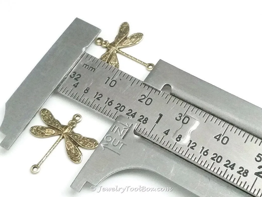 Small Antique Brass Dragonfly Connector Charm, 2 Loop, Lot Size 10, #02B