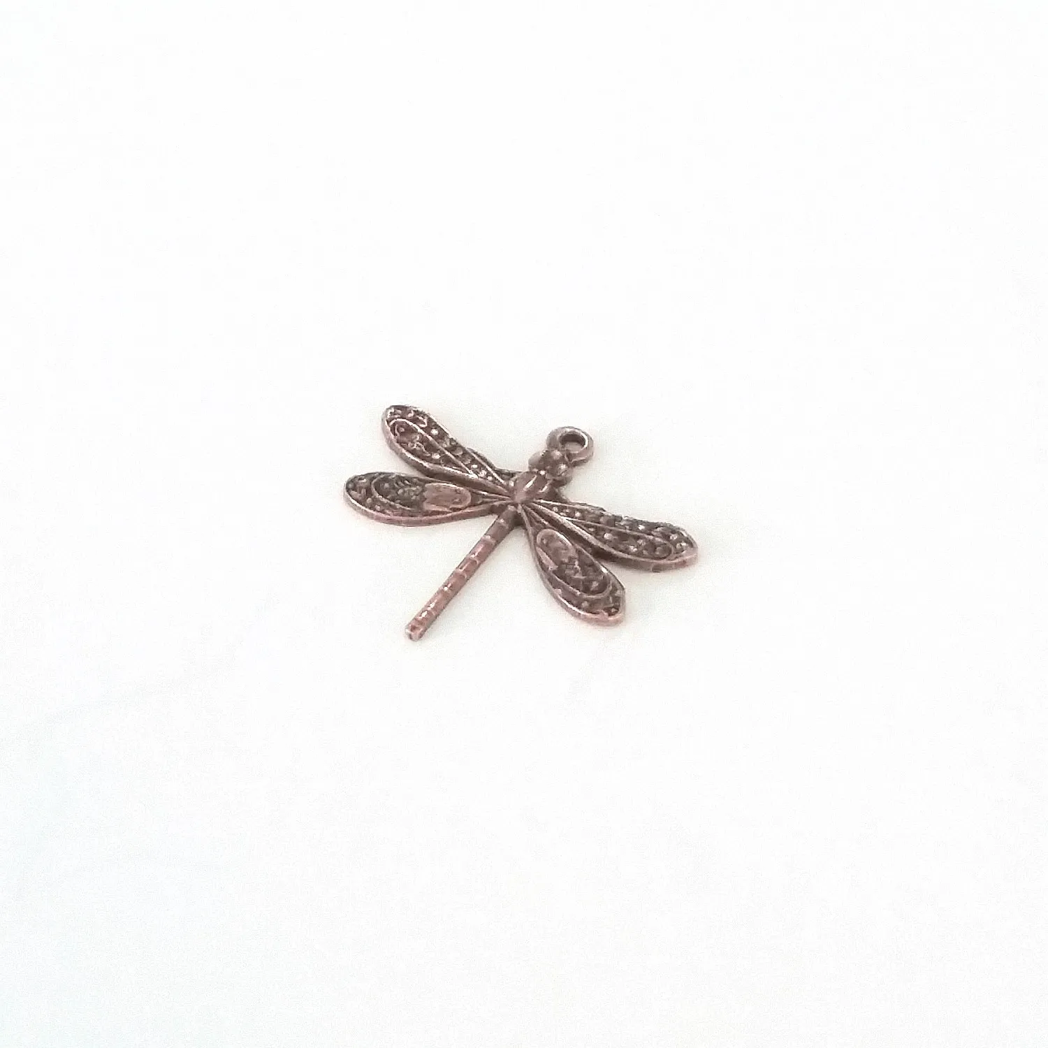 Small Antique Copper Dragonfly Charm, 1 Loop, Lot Size 10, #01C