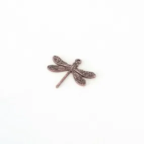 Small Antique Copper Dragonfly Charm, 1 Loop, Lot Size 10, #01C