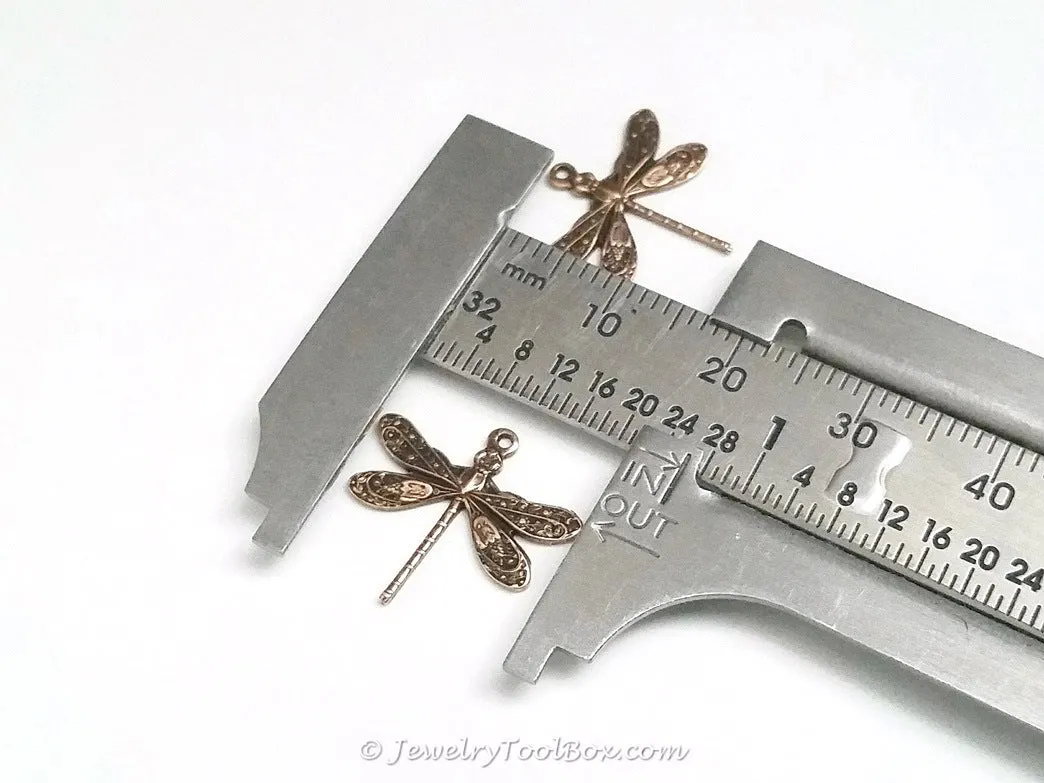 Small Antique Copper Dragonfly Charm, 1 Loop, Lot Size 10, #01C