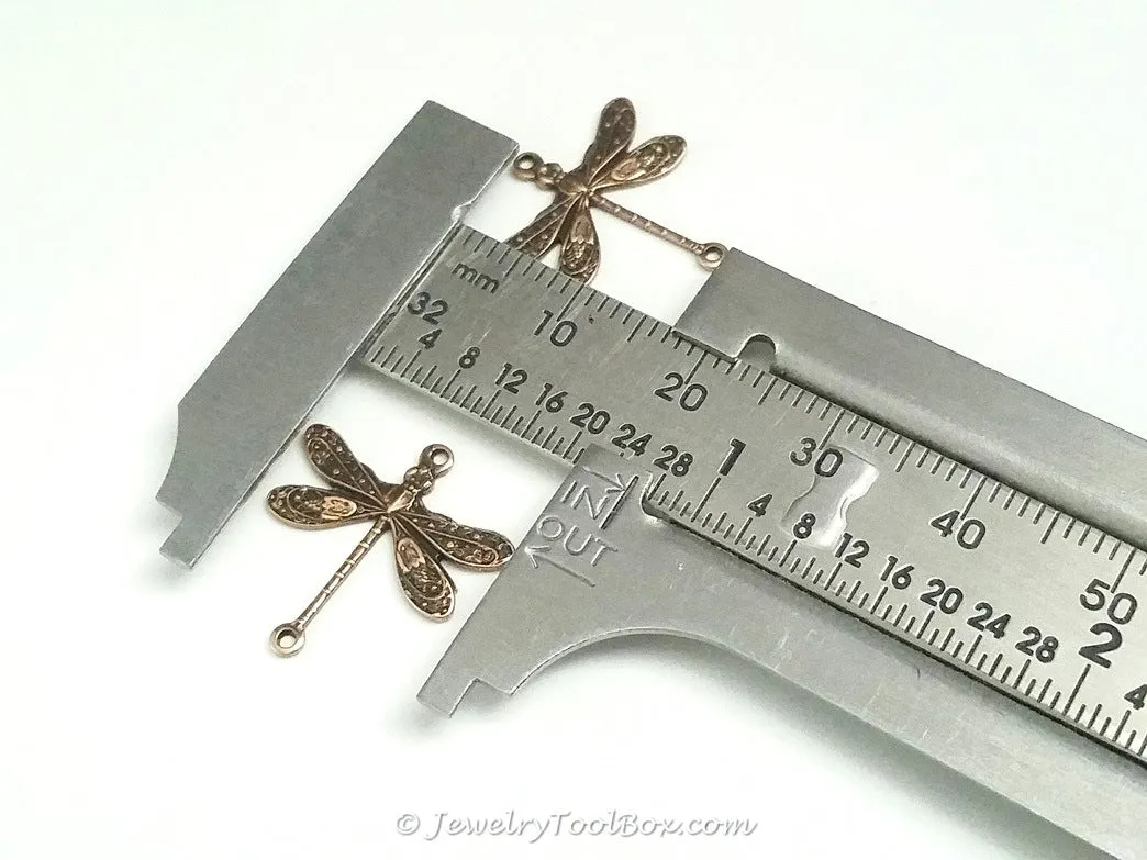 Small Antique Copper Dragonfly Connector Charm, 2 Loop, Lot Size 10, #02C