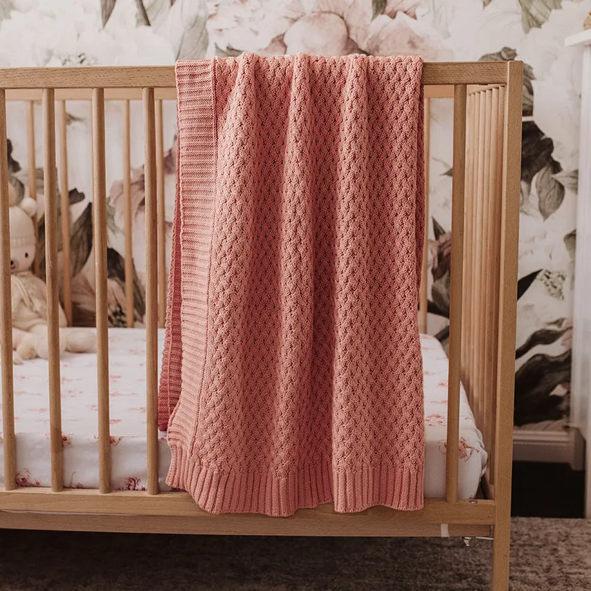 Snuggle Hunny Diamond Knit Baby Blanket - Rosa