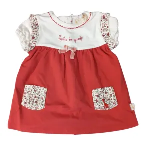 Sophie La Girafe Dress Logo Embroided Red & White