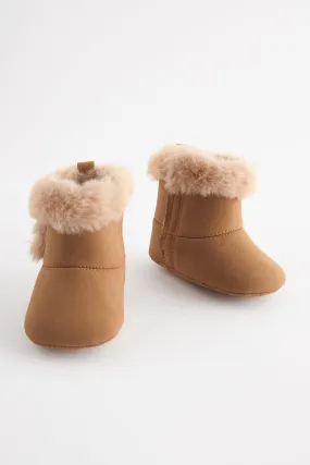 Tan Brown Pull-On Baby Boots (0-24mths)