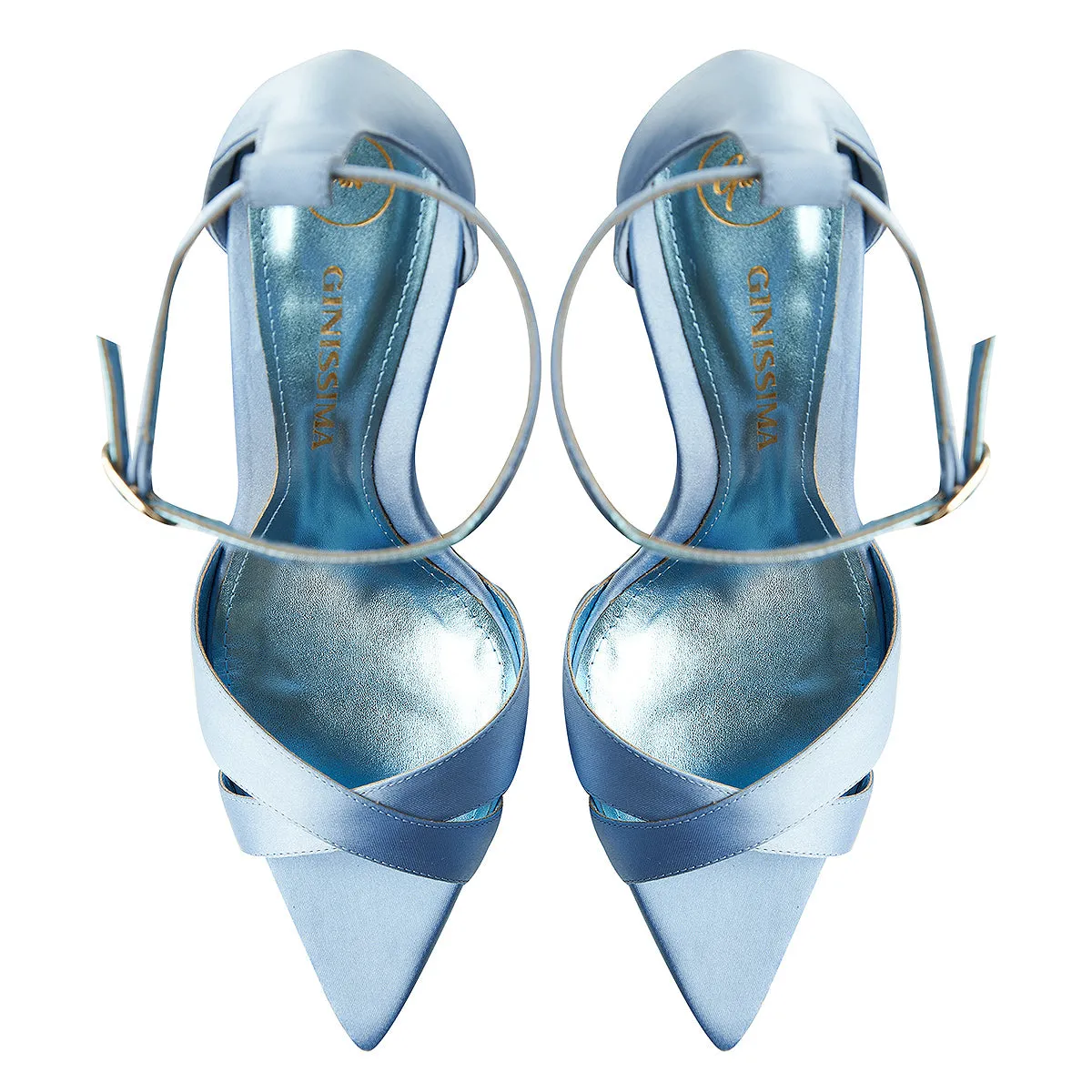 Thea Baby Blue Satin Sandals