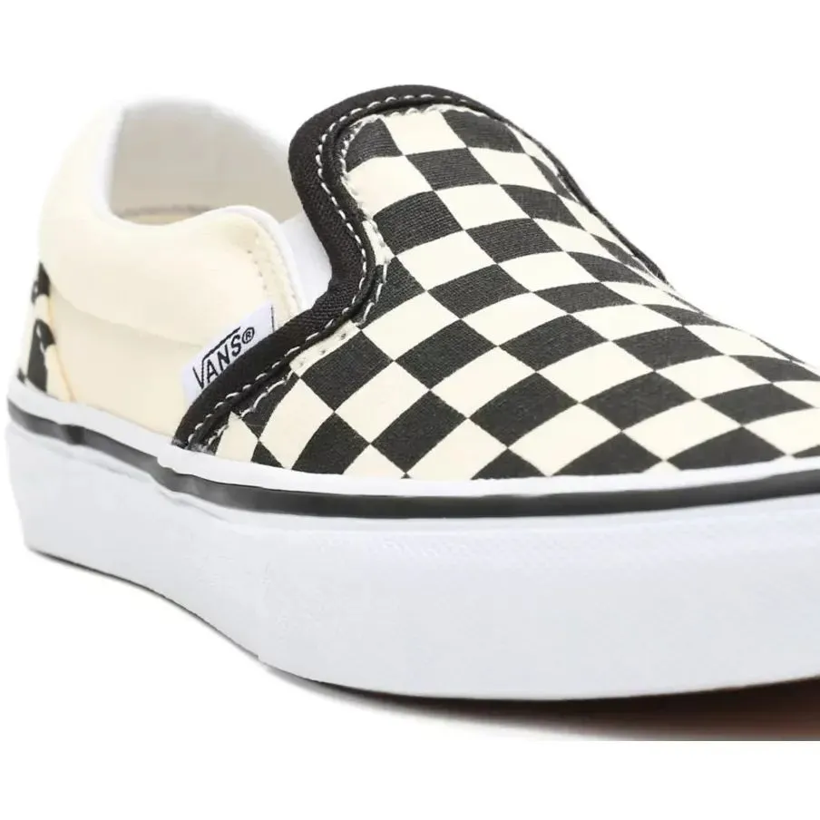 Vans Classic Slip-On Kids (Checkerboard) Skate Shoes - Delphinium Blue/True White