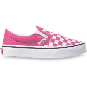 Vans Classic Slip-On Kids (Checkerboard) Skate Shoes - Fuschia Purple/True White