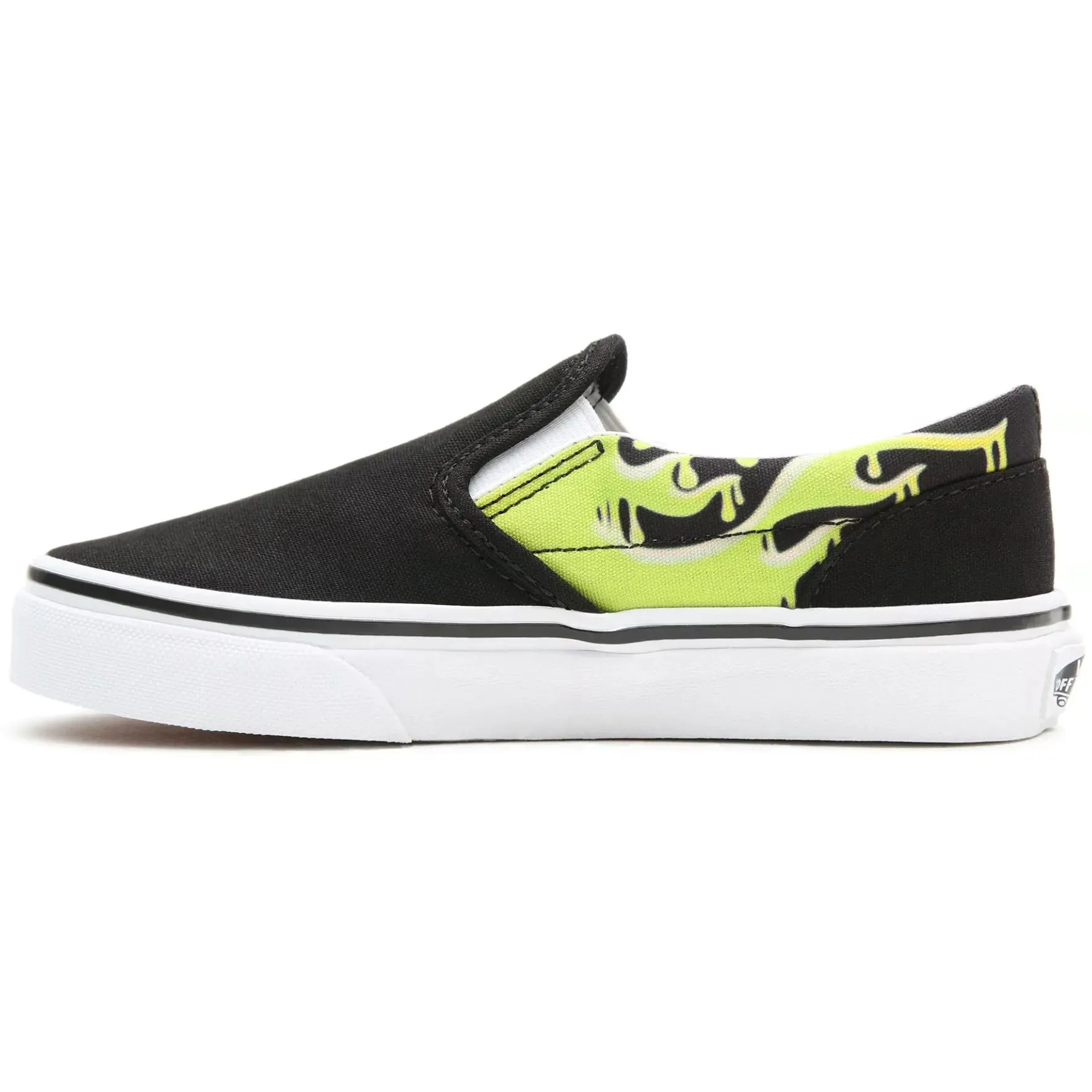 Vans Classic Slip-On Kids (Slime Flame) Skate Shoes - Black/True White