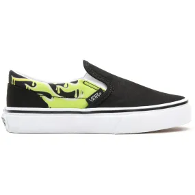 Vans Classic Slip-On Kids (Slime Flame) Skate Shoes - Black/True White