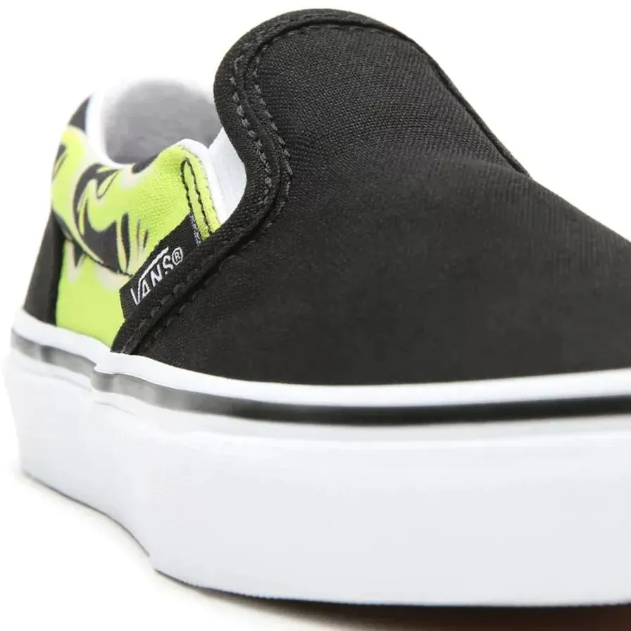 Vans Classic Slip-On Kids (Slime Flame) Skate Shoes - Black/True White