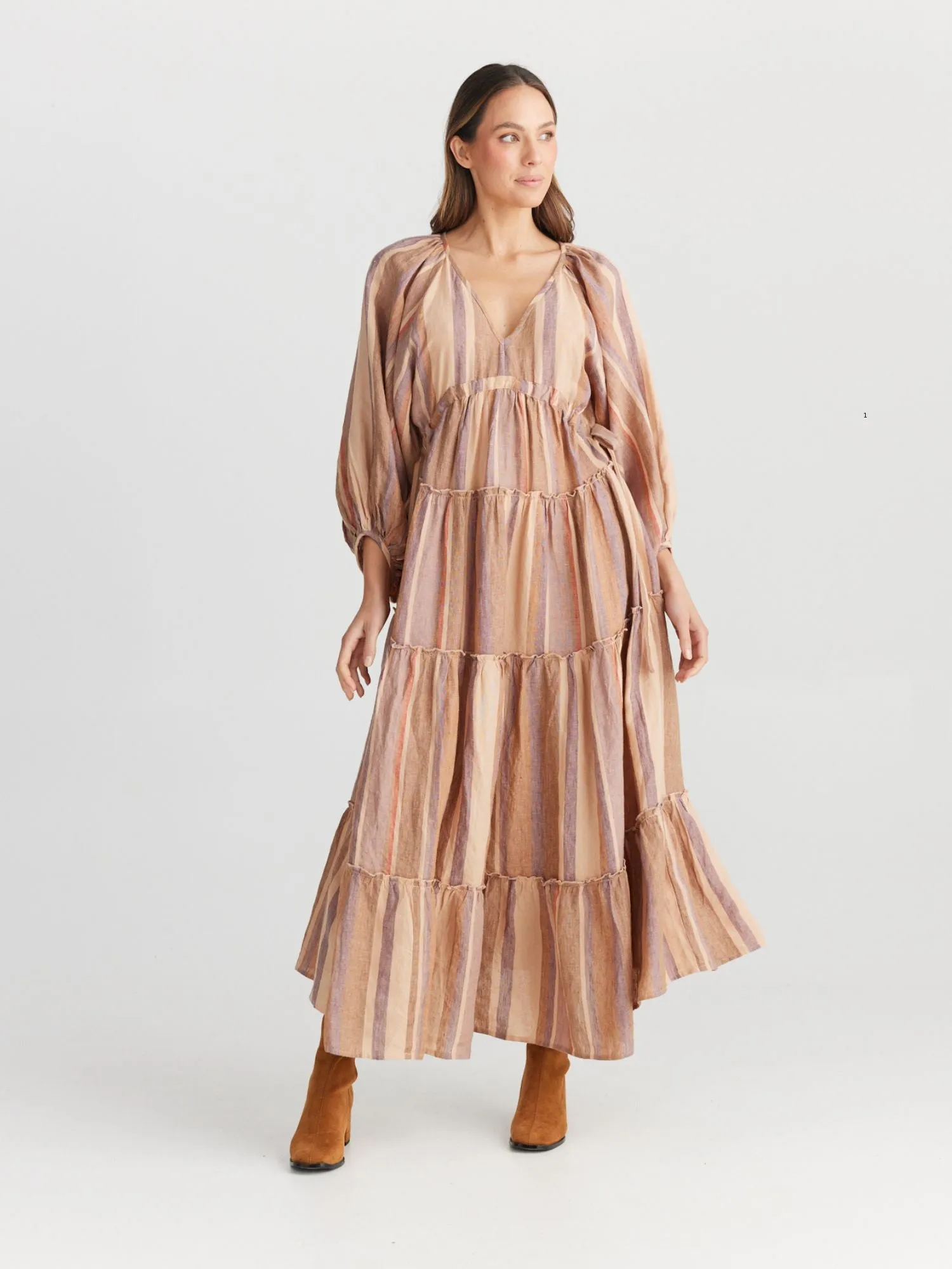 Wing & A Prayer Maxi Dress | Santal Stipe