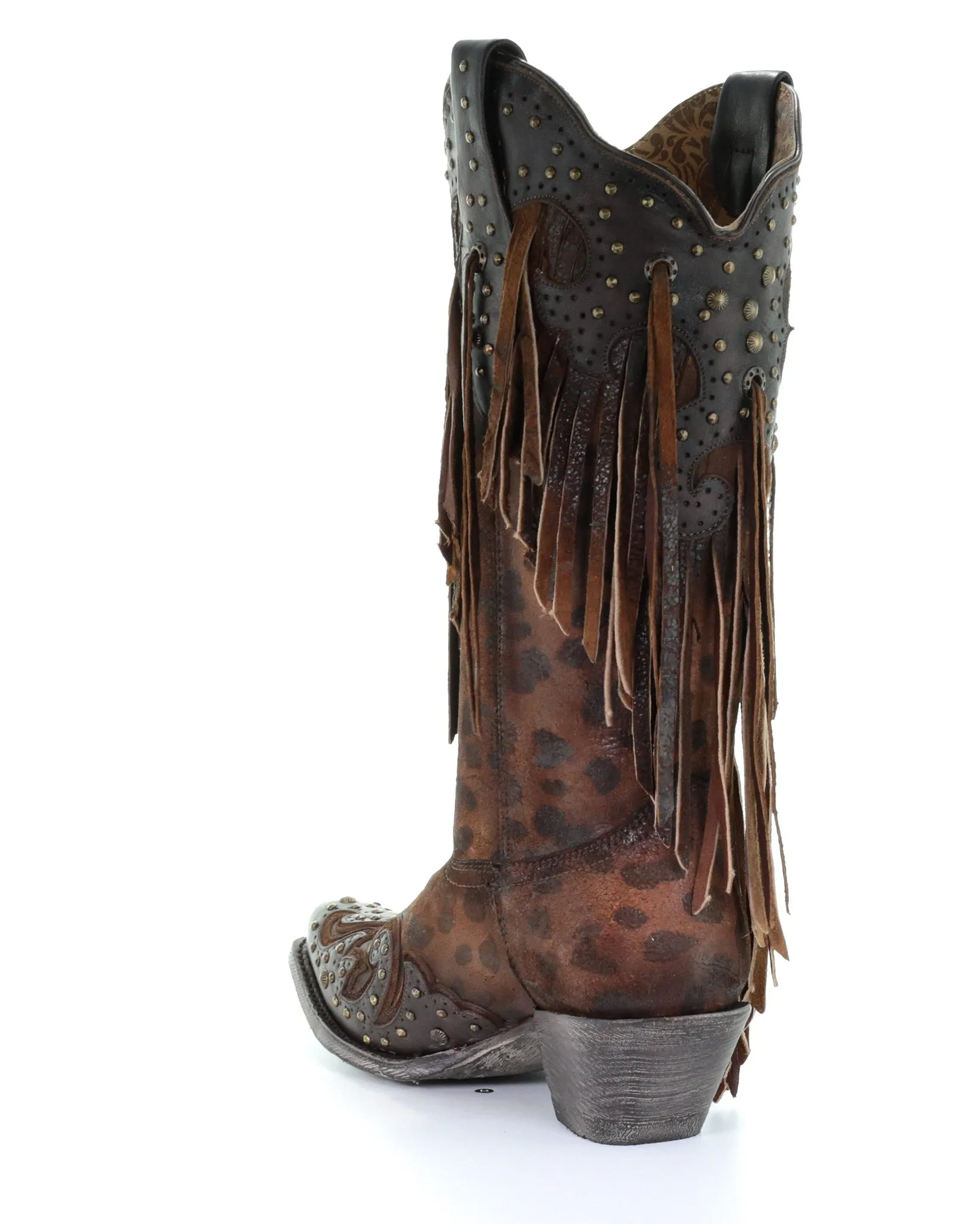 Women's Cheetah and Fringe Western Boots