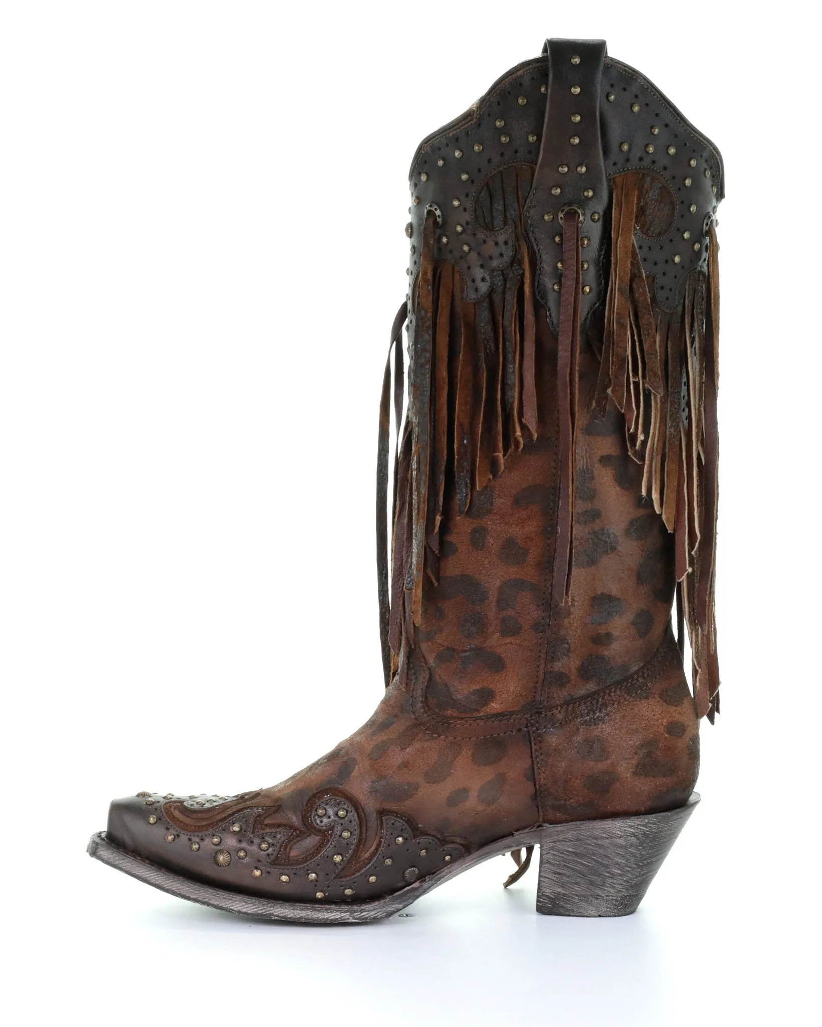 Women's Cheetah and Fringe Western Boots