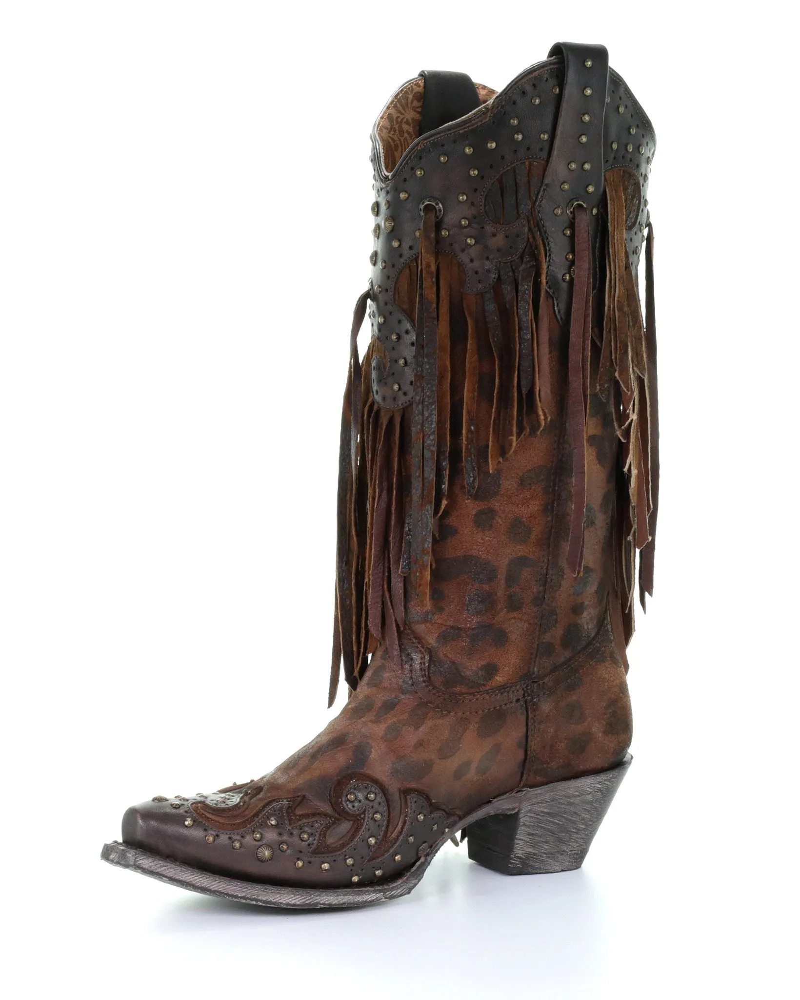 Women's Cheetah and Fringe Western Boots