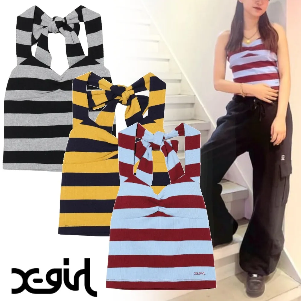 X-girl  |Casual Style Street Style Plain Logo Skater Style