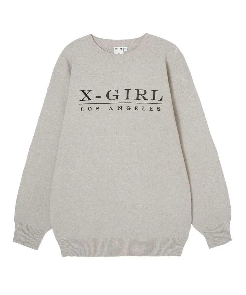 X-girl  |Crew Neck Casual Style Long Sleeves Plain Logo