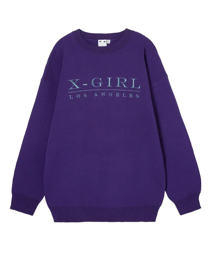 X-girl  |Crew Neck Casual Style Long Sleeves Plain Logo