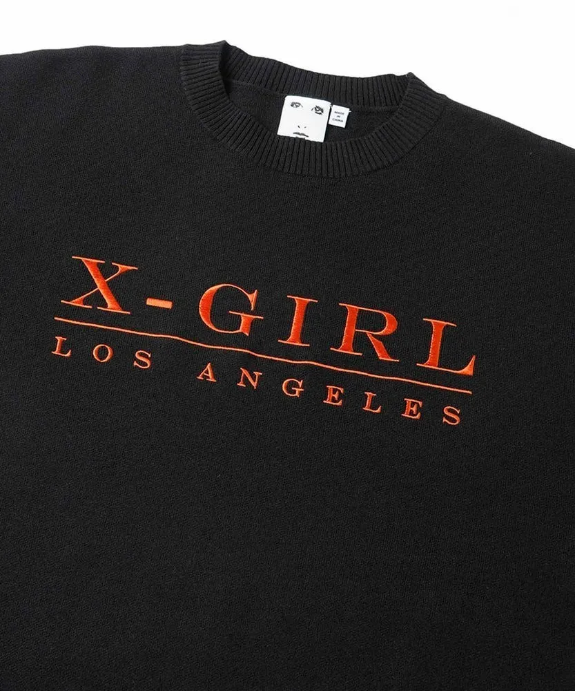 X-girl  |Crew Neck Casual Style Long Sleeves Plain Logo